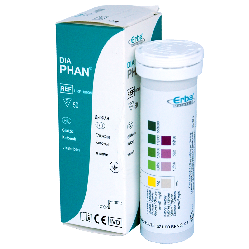 Тест-смужки для експрес аналізу сечі на 2 параметри Діафан №50